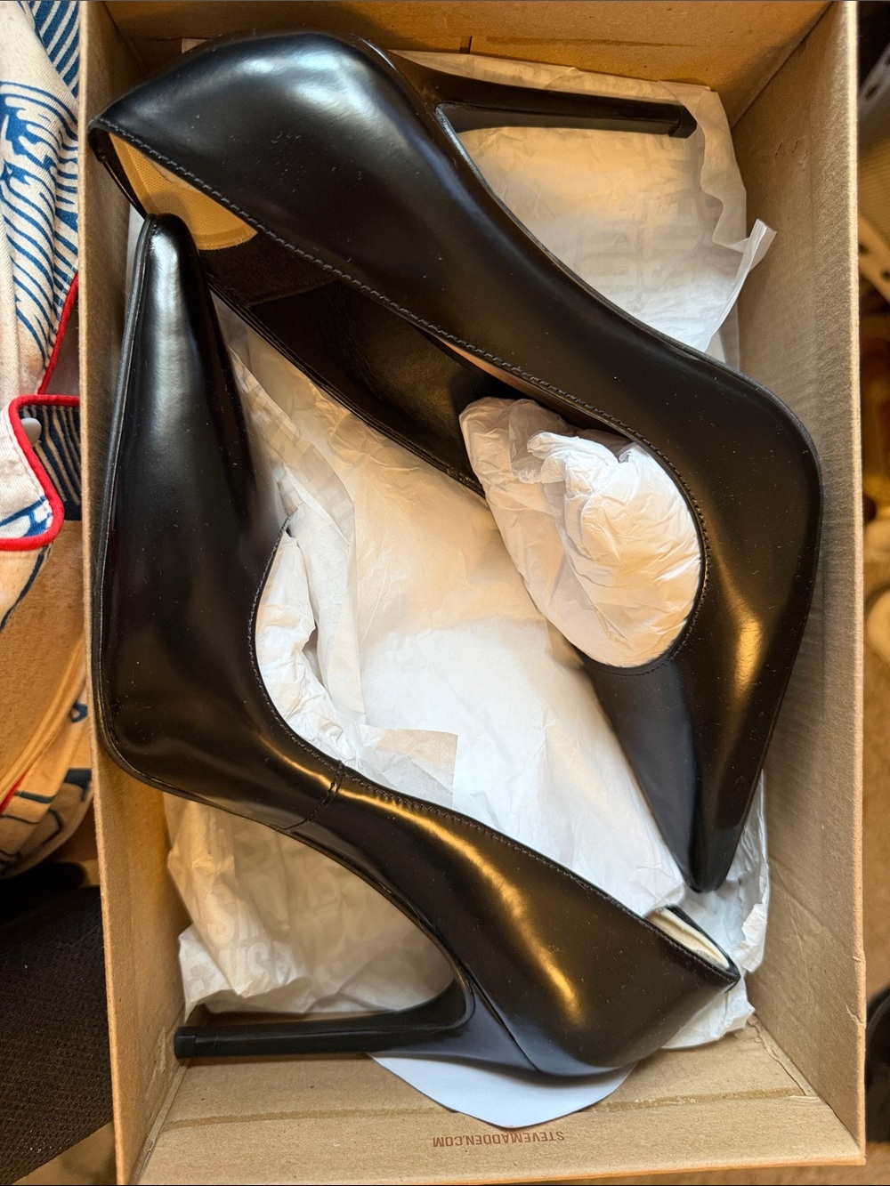 Steve Madden Black Patent Pointed-Toe Stiletto Pumps